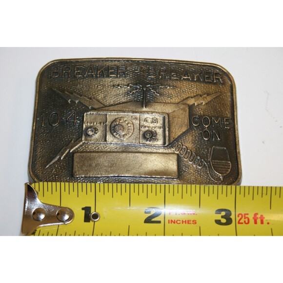 Vintage CB 10-4 Trucker Breaker Breaker Trucking Engraveable Handle Belt Buckle - Picture 5 of 5